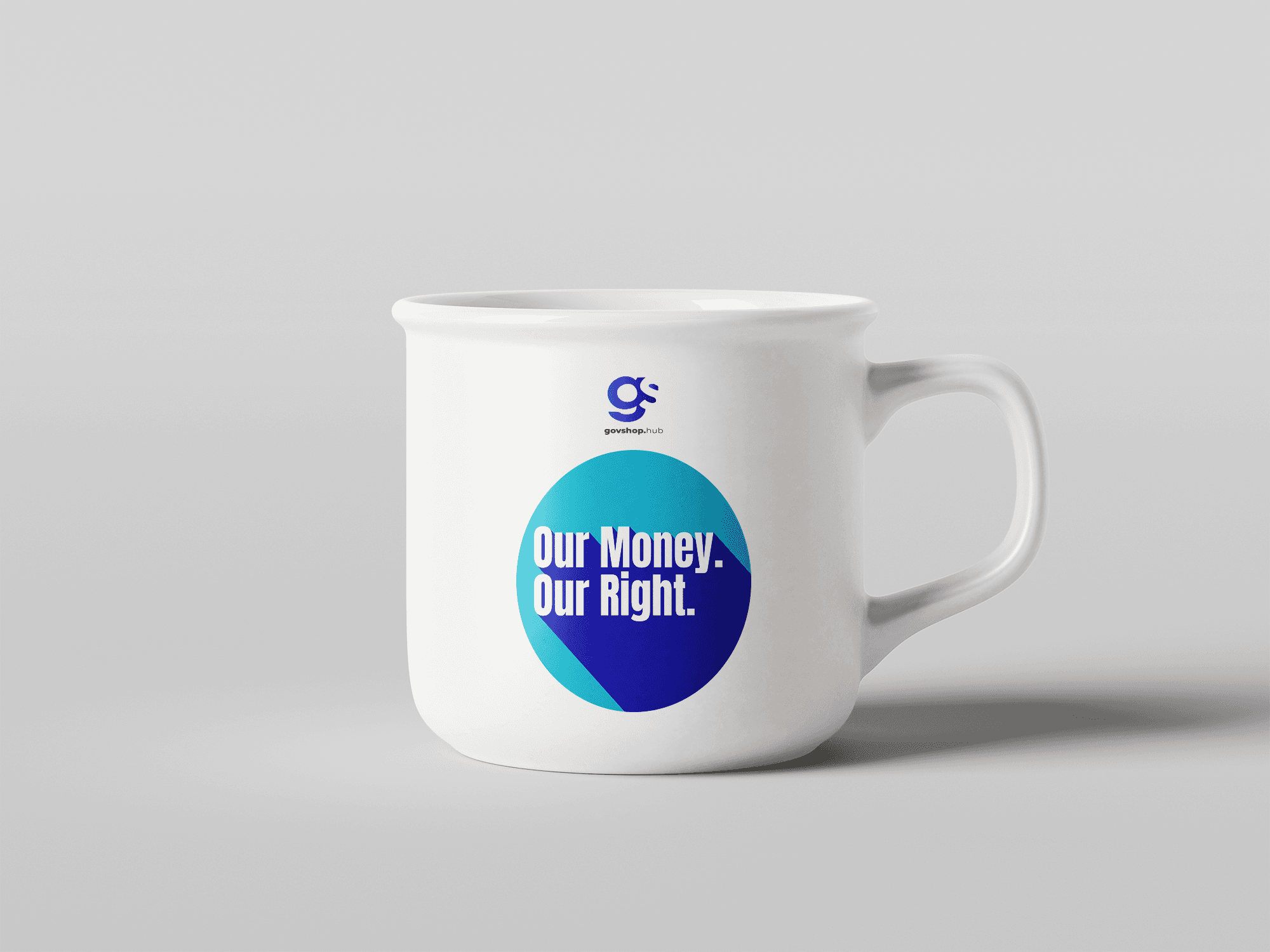 Mockup cups our money our right